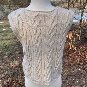 Cable Knit Beige Sweater Vest